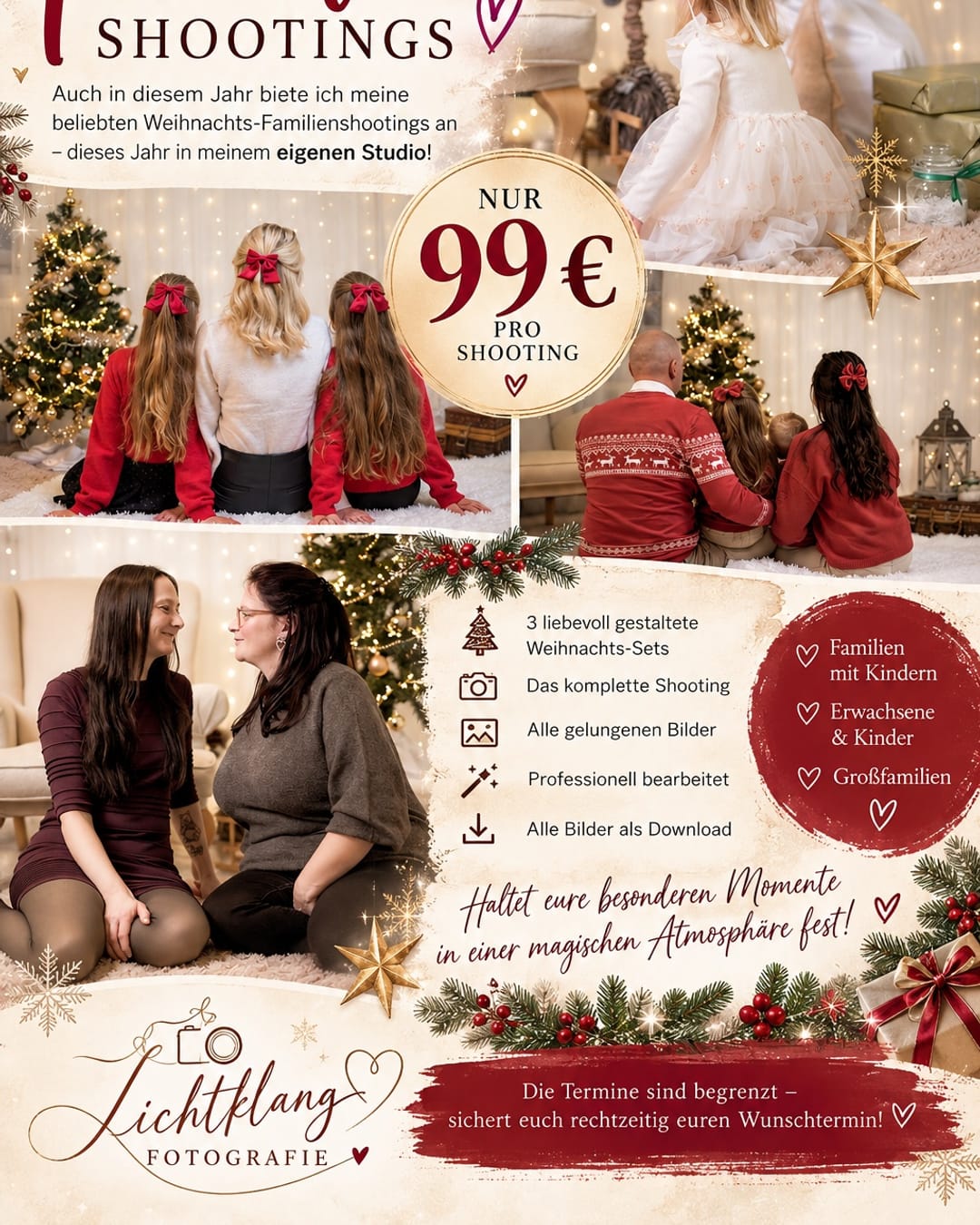 🎄✨ WEIHNACHTS-FAMILIENSHOOTINGS 2026 ✨🎄 Wie jedes Jahr gibt es auch…